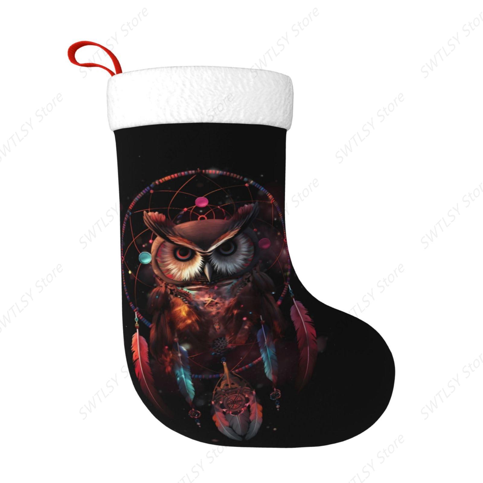 Christmas Stocking Hanging - Owl Rainbow Catcher Large Christmas Stockings,