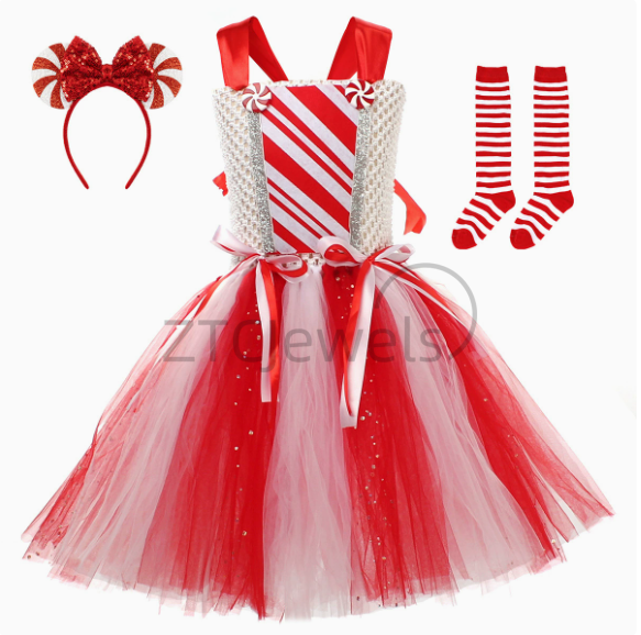 Girls Christmas Candy Cane Tut - đánh giá và giá Elf Costume Christmas