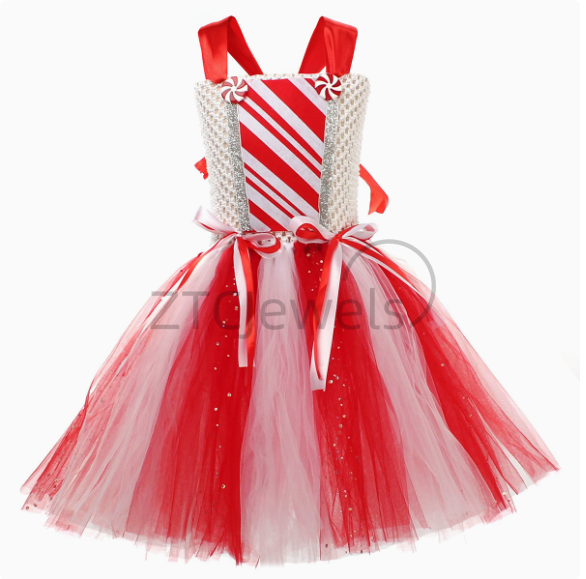Girls Christmas Candy Cane Tut - đánh giá và giá Elf Costume Christmas