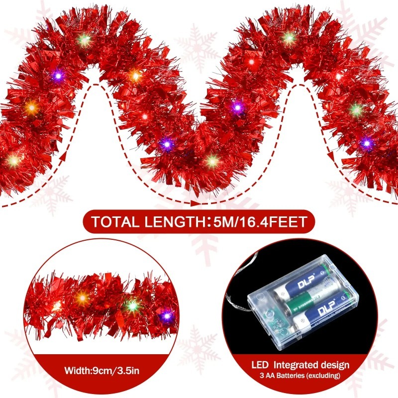 Battery Powered Christmas Tins - đánh giá và giá Tinsel Garland Decoration