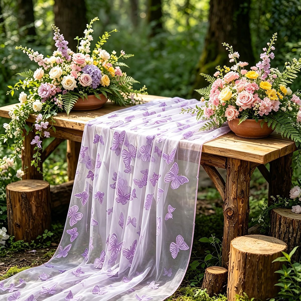 Nylon Tulle Flocked Butterfly  - đánh giá và giá Christmas Table Runner