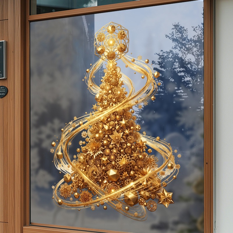 Golden Xmas Tree Window Cling  - đánh giá và giá Snowflake Window Decal