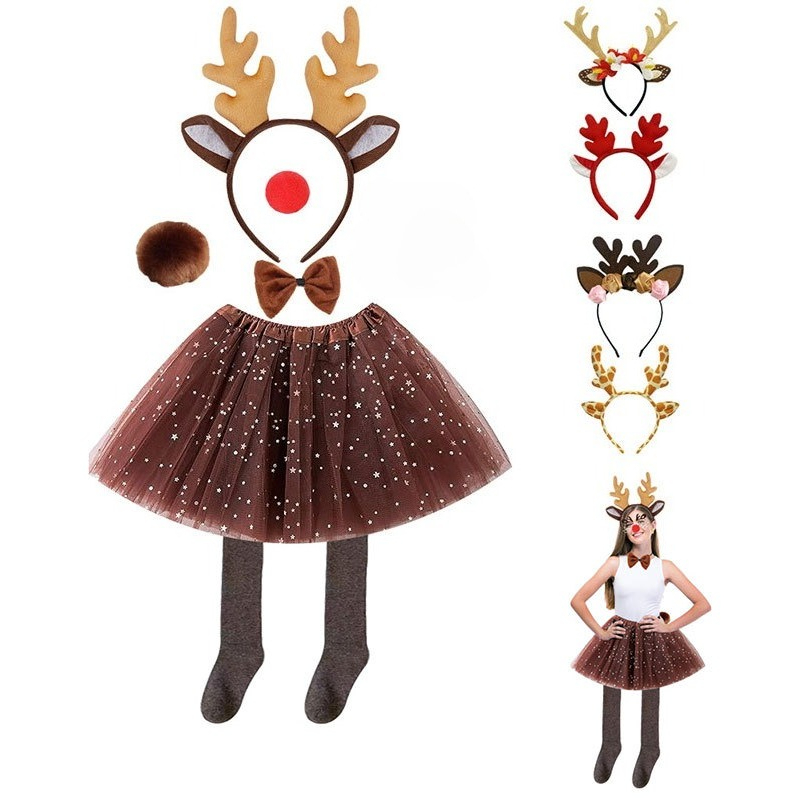 Reindeer Costume Set Tutu Skir - đánh giá và giá Reindeer Antlers Headband