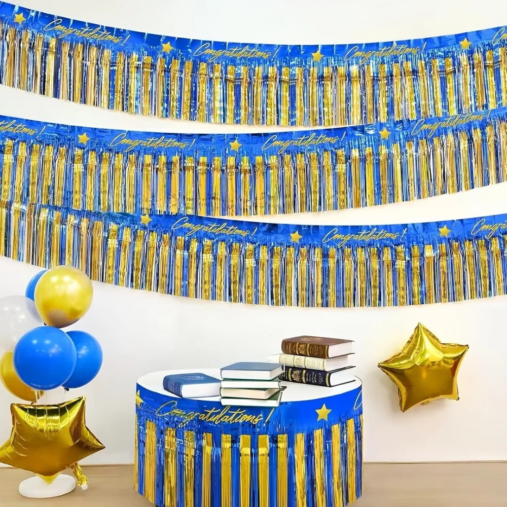 3Pcs Blue Gold Foil Fringe Gar - đánh giá và giá Tinsel Garland Decoration