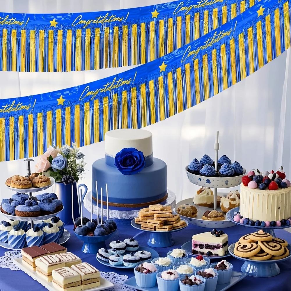 3Pcs Blue Gold Foil Fringe Gar - đánh giá và giá Tinsel Garland Decoration