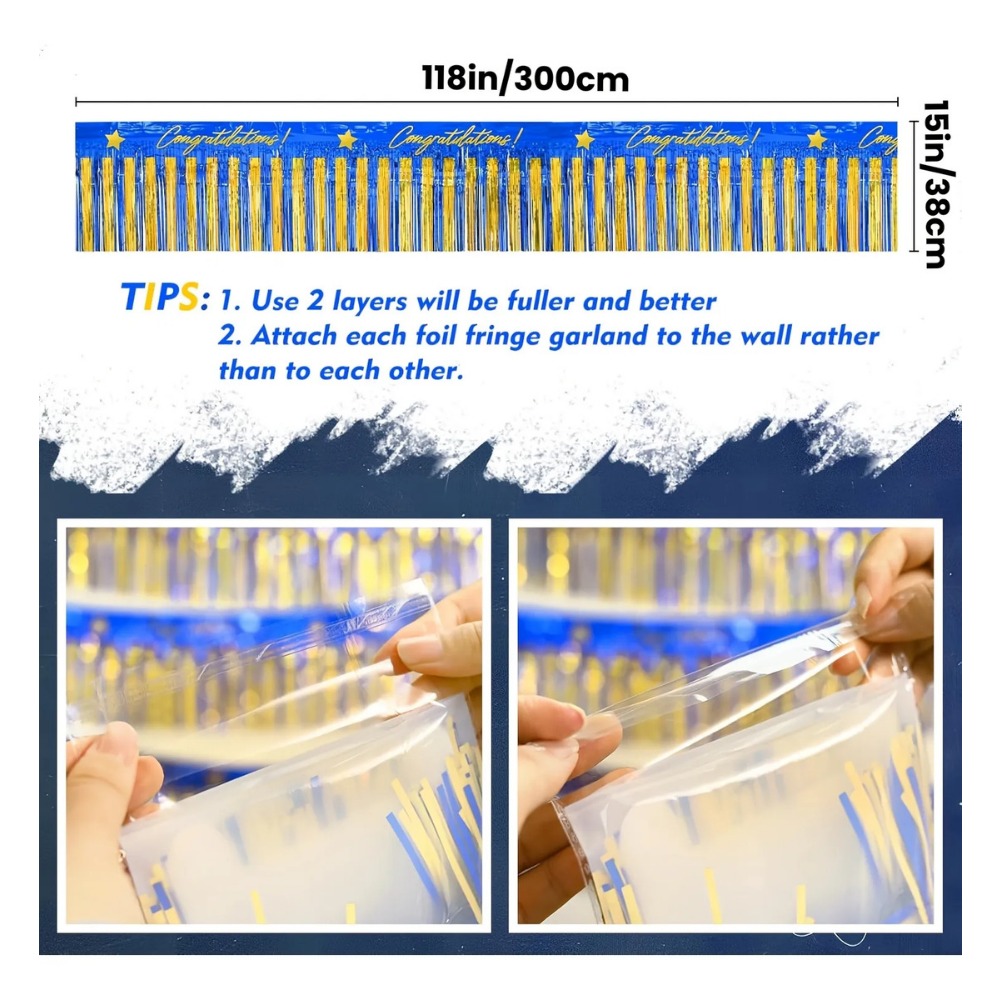 3Pcs Blue Gold Foil Fringe Gar - đánh giá và giá Tinsel Garland Decoration