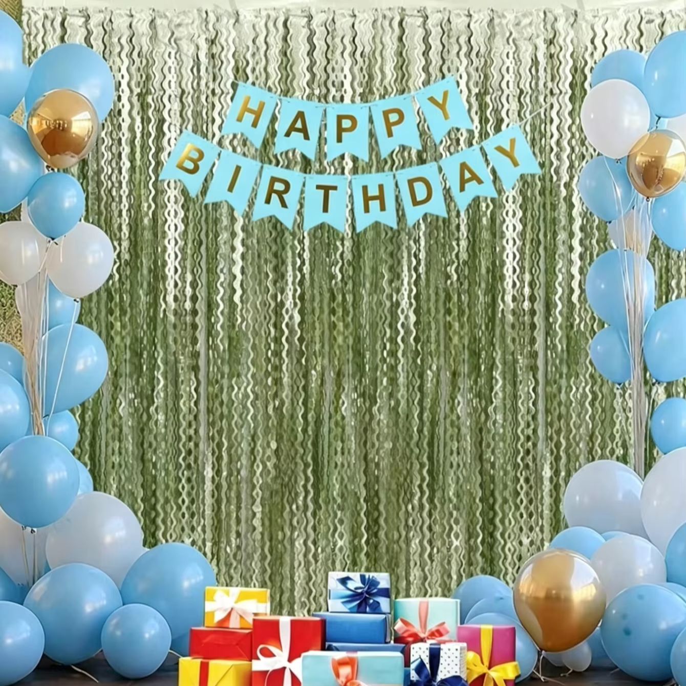2PCS Sage Green Wavy Foil Frin - đánh giá và giá Tinsel Garland Decoration
