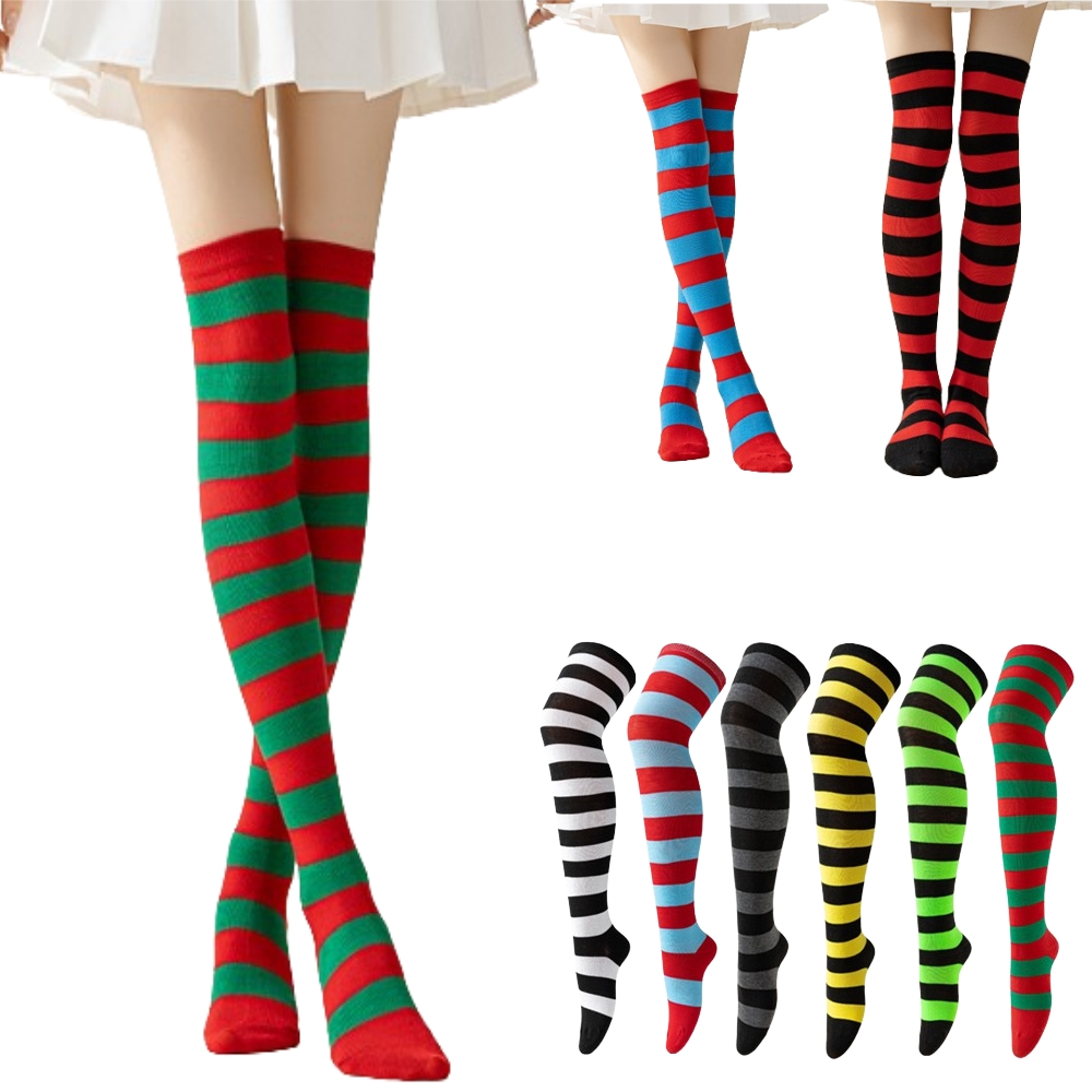 Striped Over Knee High Socks W - đánh giá và giá Christmas Stocking Hanging