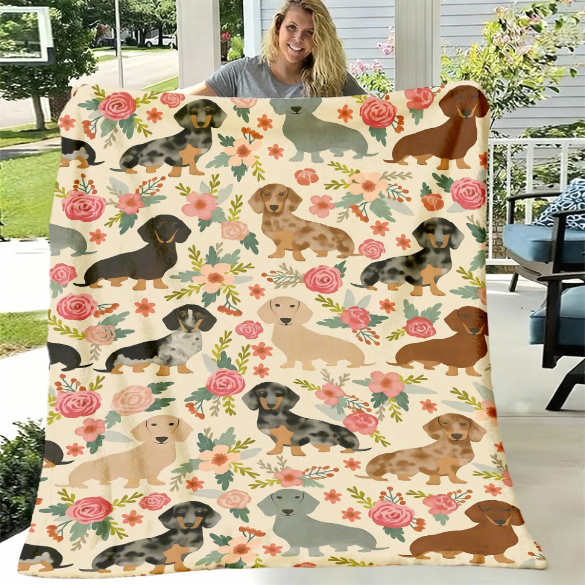 Cute Christmas Dachshund Dog B - đánh giá và giá Christmas Throw Blanket