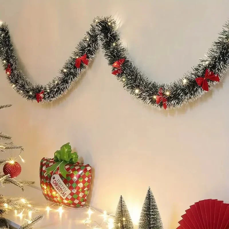 2M LED Light Christmas Tinsel  - đánh giá và giá Tinsel Garland Decoration